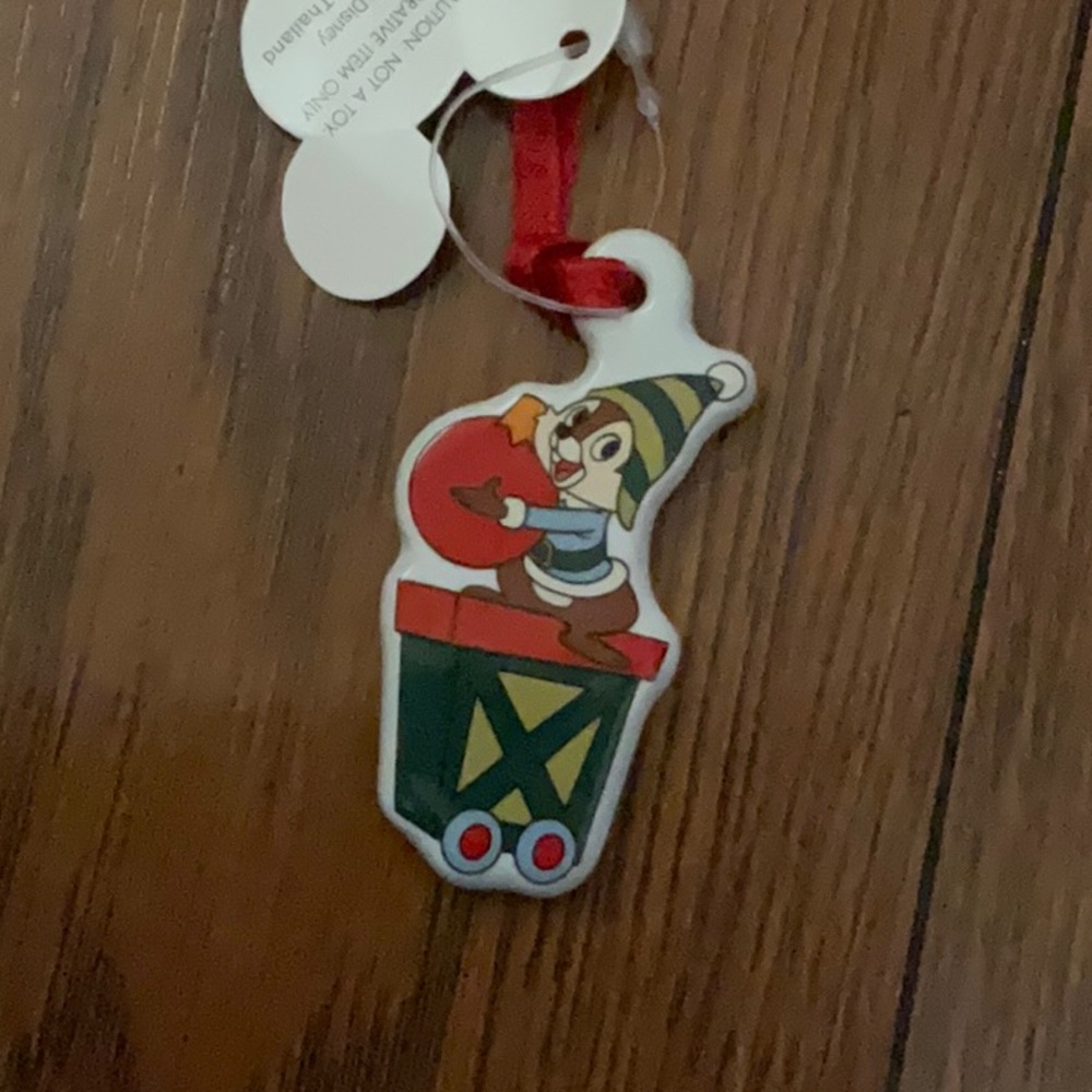 Disney Chip Holiday Ornament with Red and Green Accents